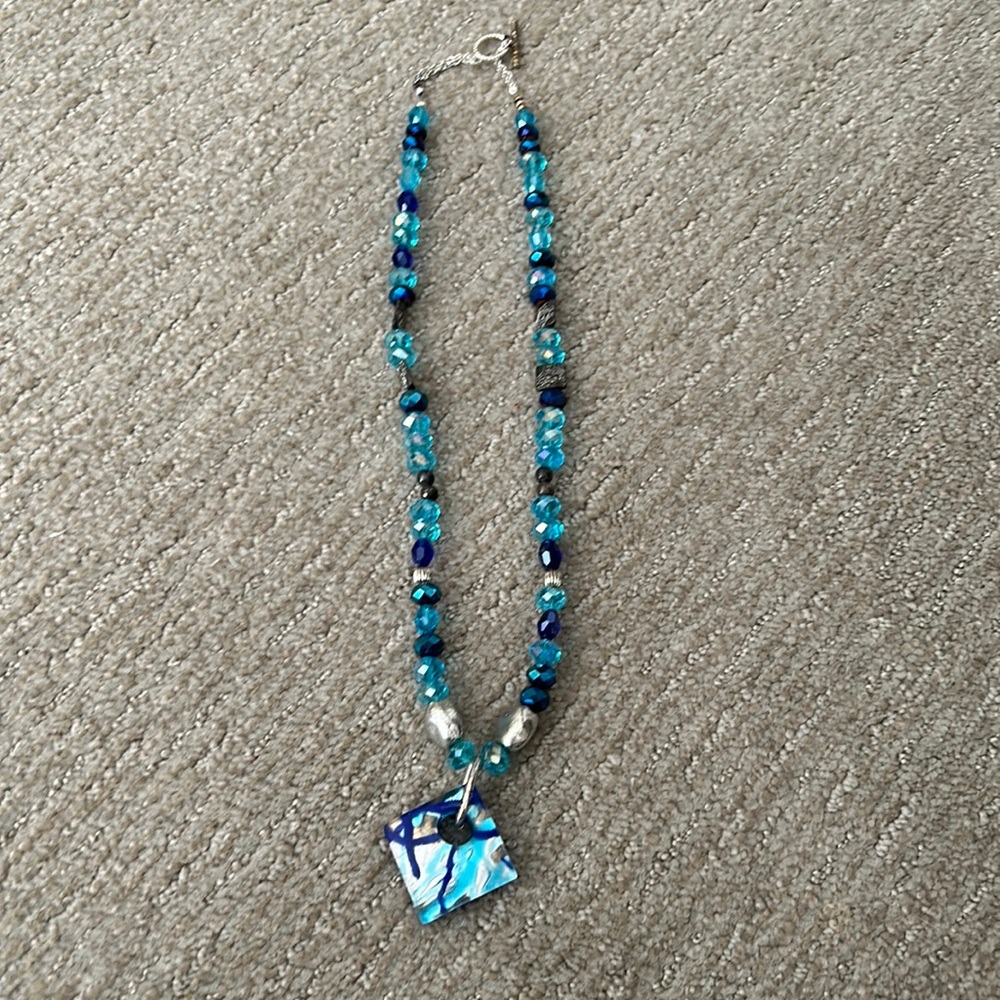 Blue beaded necklace